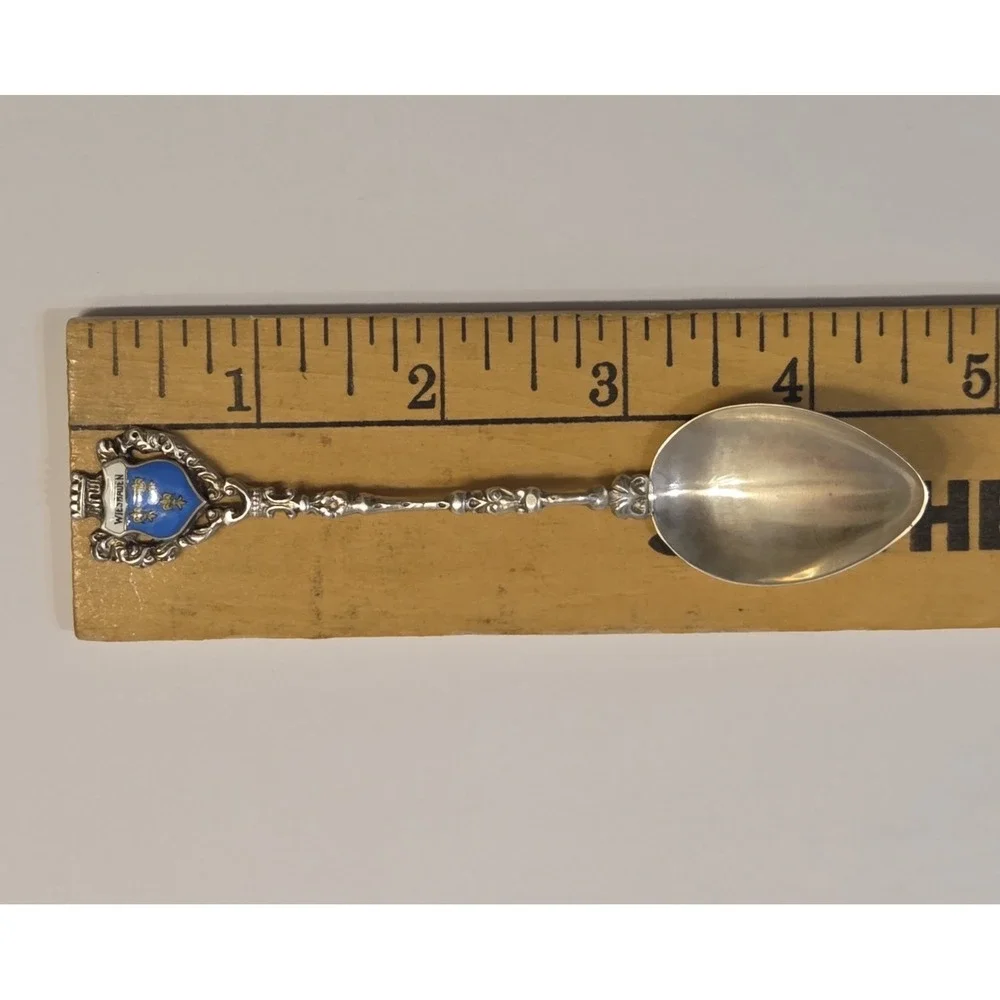 Vintage German 835 Silver WIESBADEN Souvenir Spoon Sterling‎ Silver